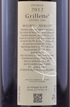 Malbec-Merlot "Les Palins / Les Clous", Grillette Domaine de Cressier