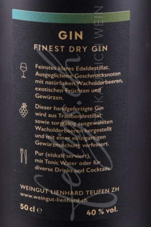 Preview: Finest Dry Gin, Weingut Lienhard, 50 cl