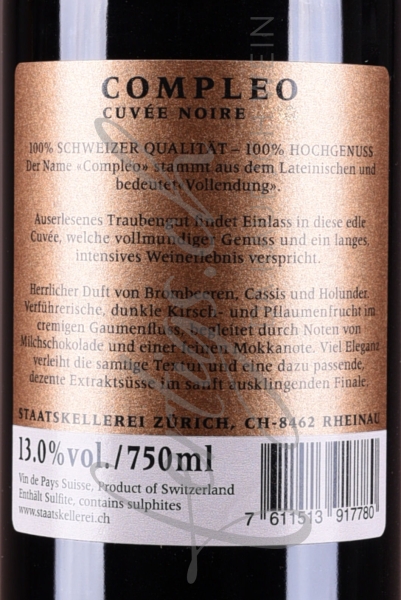 Compleo, Staatskellerei Zürich