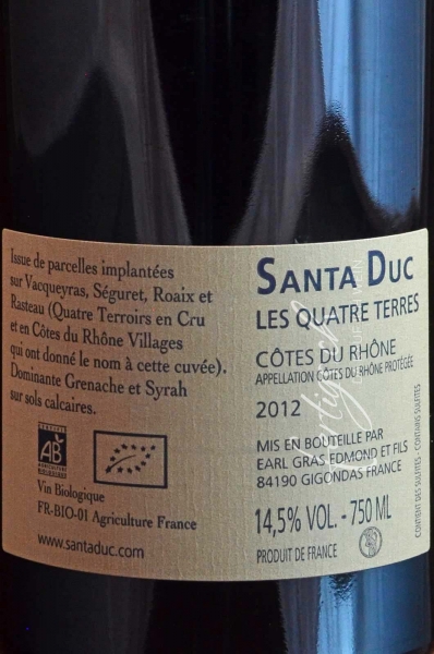 Santa Duc, Côtes du Rhòne Quatre Terres AOC (BIO)