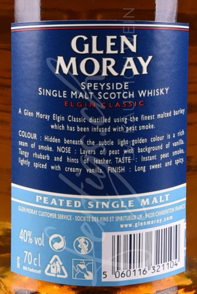 Glen Moray, Whisky Malt Elgin Classic Peated