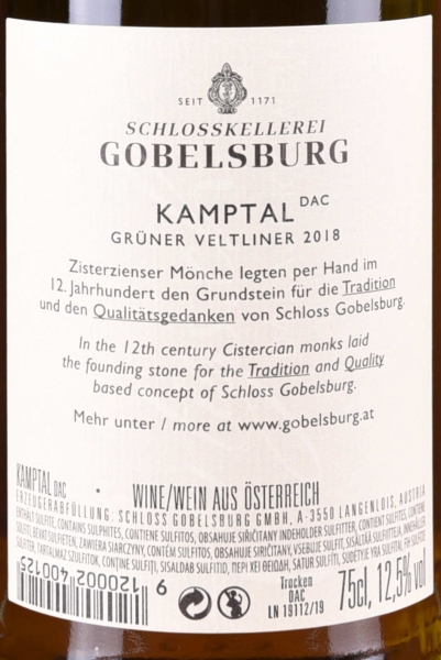Grüner Veltliner DAC Kamptal, Schlosskellerei Gobelsburg