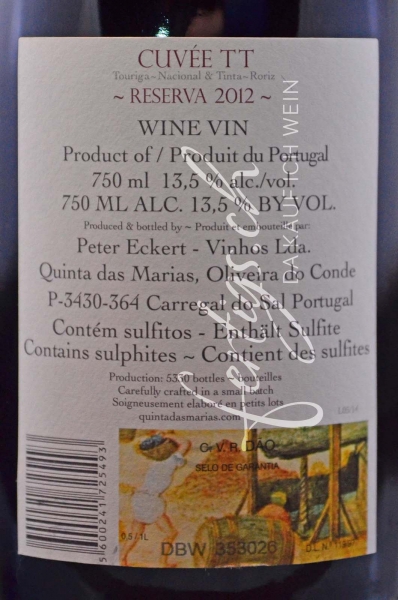 Tinto Reserva "Cuvée TT" DOC, 37.5 cl - Quinta das Marias