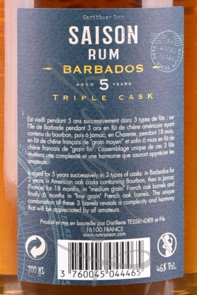 Saison Rum Barbedos Triple Cask, 5y