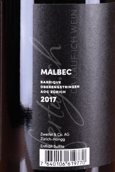 Malbec Centenaire, AOC Zürich