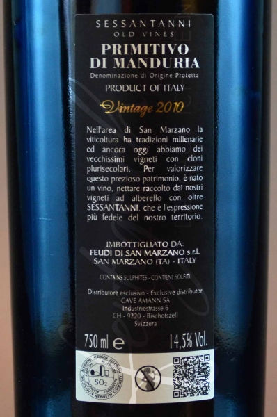 Primitivo Sessant'anni di Manduria DOC Jéraboam
